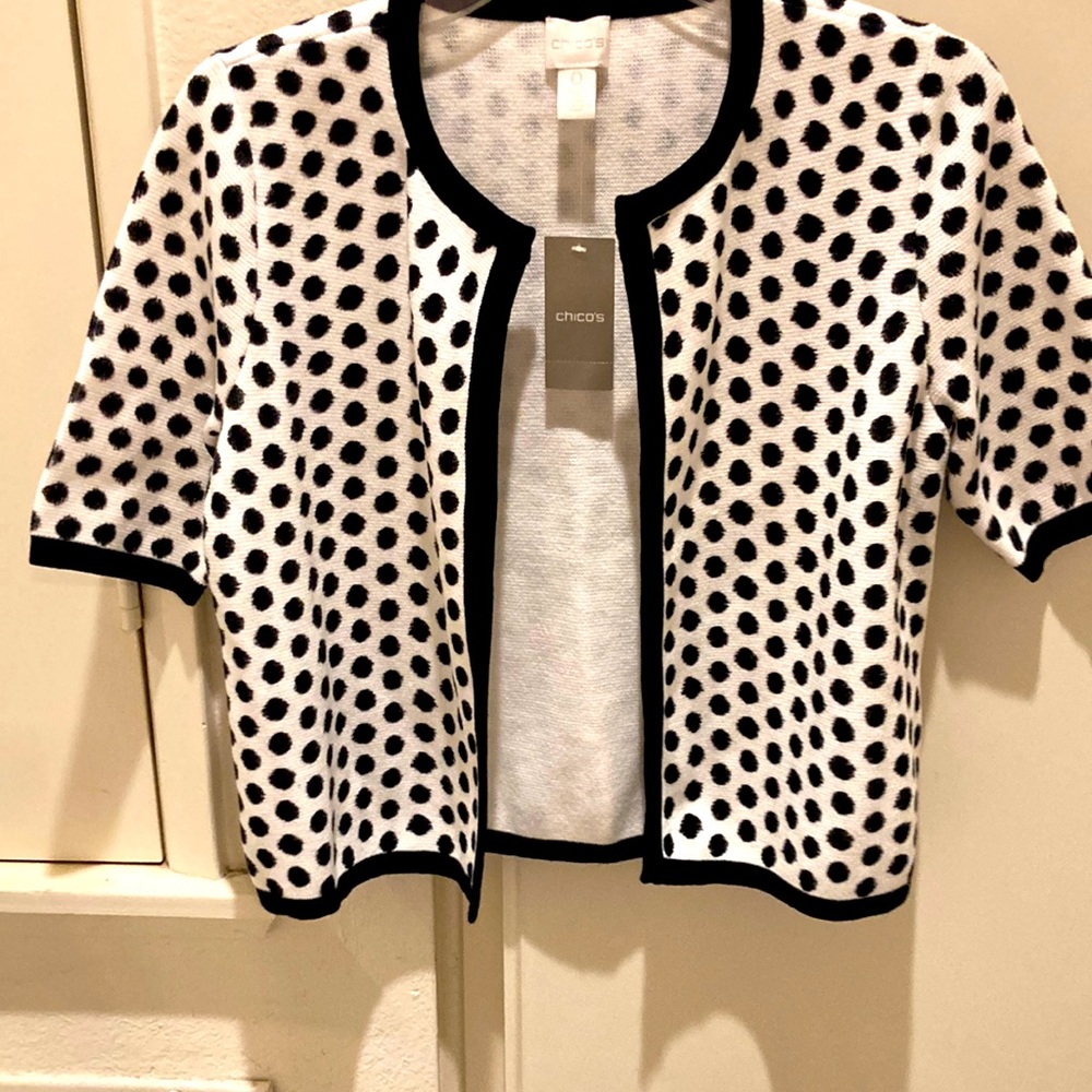 NWT-SALE-Chicos, short sleeved, polkadot sweater